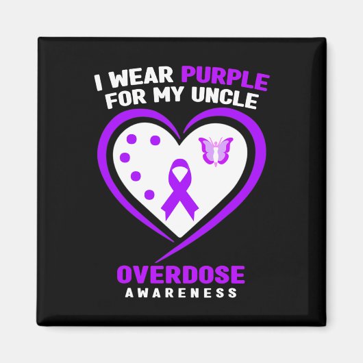 Ik Draag Paars voor mijn Oom Overdosis Bewustheid Magneet (Voorkant)