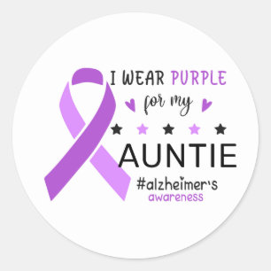 Ik Draag Paars Voor Mijn Tante Alzheimer Bewustzij Ronde Sticker