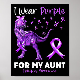 Ik Draag Paars voor mijn tante Epilepsy Bewustheid Poster