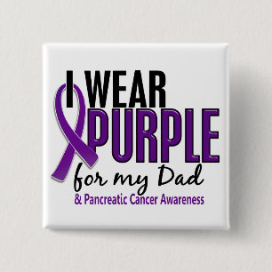 Ik Draag Paars voor mijn vader 10 pancreaskanker Vierkante Button 5,1 Cm