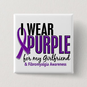 Ik Draag Paars voor mijn Vriendin 10 fibromyalgie Vierkante Button 5,1 Cm