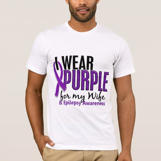 Ik Draag Paars voor mijn vrouw 10 epilepsie T-shirt (Voorkant)