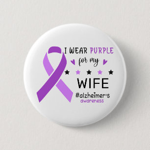 Ik Draag Paars Voor Mijn Vrouw Alzheimer Bewustzij Ronde Button 5,7 Cm