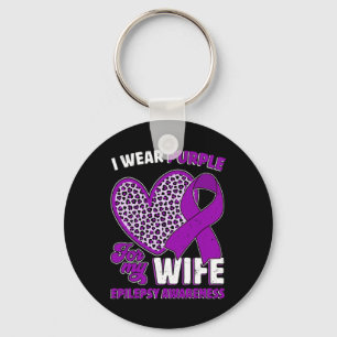 Ik Draag Paars voor mijn vrouw Epilepsy Bewustheid Sleutelhanger
