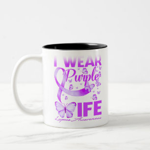 Ik Draag Paars voor mijn vrouw Lupus Bewustheid Tweekleurige Koffiemok