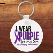 Ik Draag Paars voor mijn zoon 10 epilepsie Sleutelhanger (Voorkant)