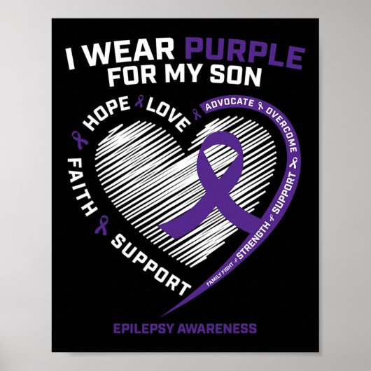 Ik Draag Paars voor mijn zoon Epilepsy Bewustzijn Poster (Voorkant)