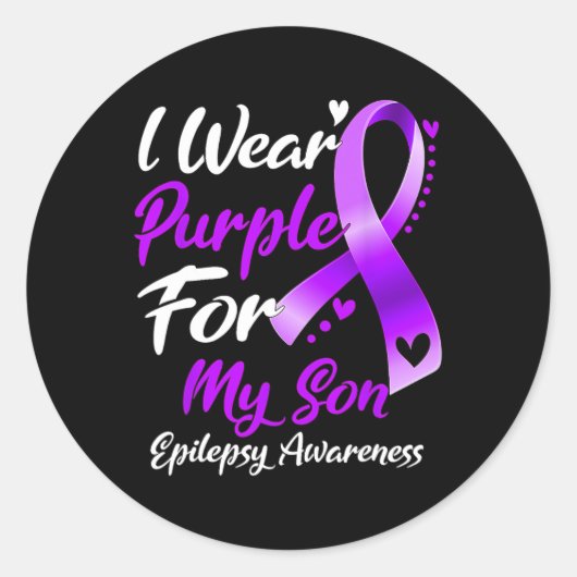 Ik Draag Paars voor mijn zoon Epilepsy Bewustzijn Ronde Sticker (Voorkant)
