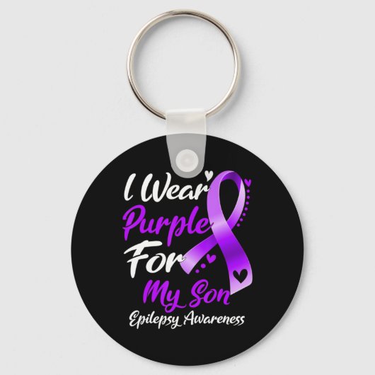 Ik Draag Paars voor mijn zoon Epilepsy Bewustzijn Sleutelhanger (Voorkant)