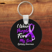 Ik Draag Paars voor mijn zoon Epilepsy Bewustzijn Sleutelhanger (Voorkant)