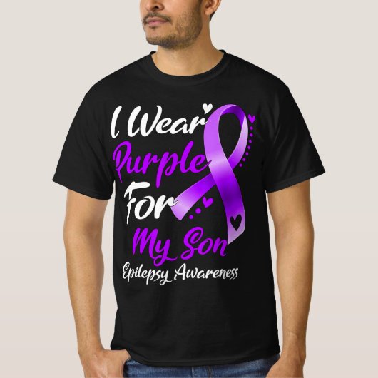 Ik Draag Paars voor mijn zoon Epilepsy Bewustzijn T-shirt (Voorkant)