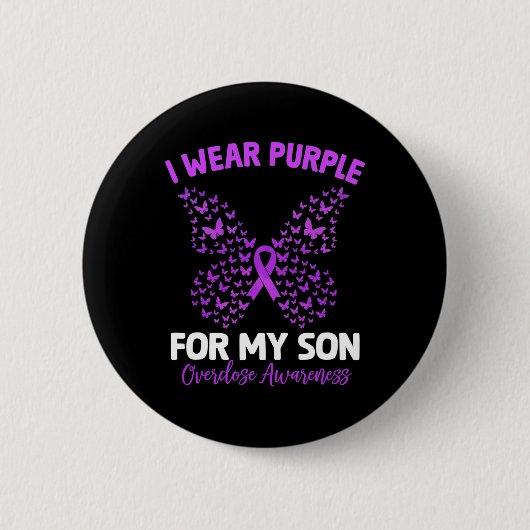Ik Draag Paars voor mijn zoon Overdosis Bewustmaki Ronde Button 5,7 Cm (Voorkant)