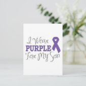 Ik Draag Paars voor mijn zoon (Paars lint) Briefkaart (Staand voorkant)