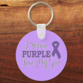 Ik Draag Paars voor mijn zoon (Paars lint) Sleutelhanger (Voorkant)