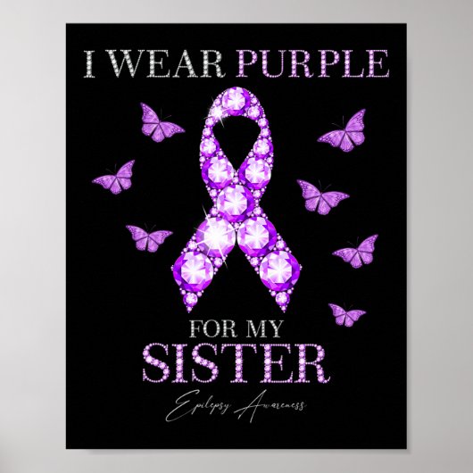 Ik Draag Paars voor mijn zuster Epilepsy Bewusthei Poster (Voorkant)