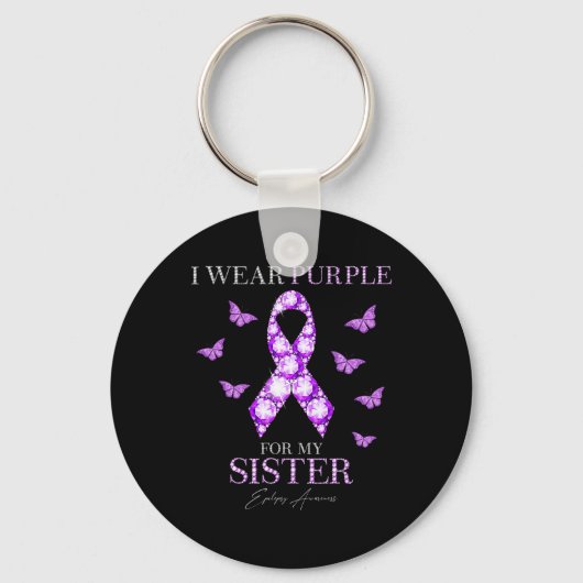 Ik Draag Paars voor mijn zuster Epilepsy Bewusthei Sleutelhanger (Voorkant)