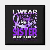 Ik Draag Paars voor mijn zuster Pancreas Cancer Aw Magneet (Voorkant)