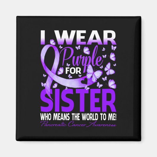 Ik Draag Paars voor mijn zuster Pancreas Cancer Aw Magneet (Voorkant)