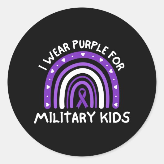 Ik Draag Paars voor militaire Kinderen Ronde Sticker (Voorkant)