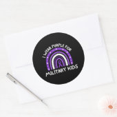 Ik Draag Paars voor militaire Kinderen Ronde Sticker (Envelop)