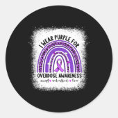 Ik Draag Paars voor overdosering Ronde Sticker (Voorkant)