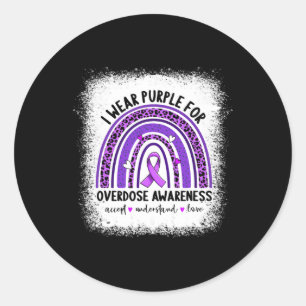 Ik Draag Paars voor overdosering Ronde Sticker