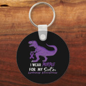 Ik Draag Paars voor zuster Dinosaur Epilepsy Aware Sleutelhanger (Voorkant)