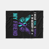 Ik Draag Paarse Blauwgroen ter nagedachtenis aan m Fleece Deken (Voorkant (Horizontaal))