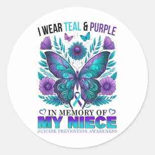 Ik Draag Paarse Blauwgroen ter nagedachtenis aan m Ronde Sticker