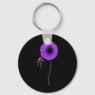 Ik Draag Paarse bloem alvleesklier kankerbewustzij Sleutelhanger