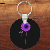 Ik Draag Paarse bloem alvleesklier kankerbewustzij Sleutelhanger (Voorkant)