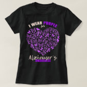 Ik Draag Paarse Butterfly Heart Flower Alzheimer A T-shirt (Design voorkant)
