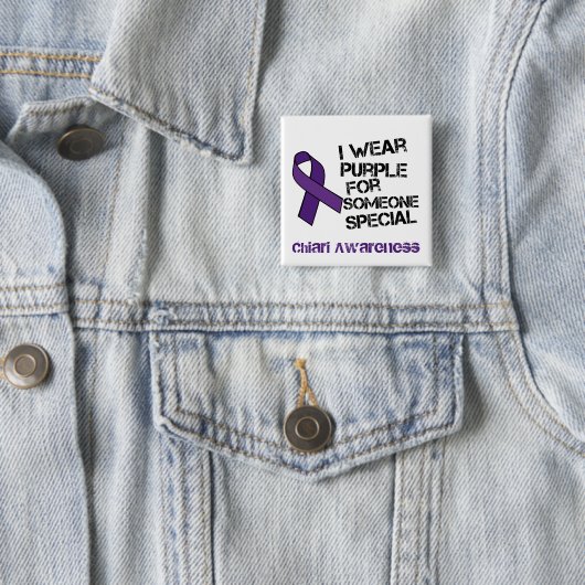 Ik Draag Paarse Chiari Awareness Ribbon Button (In situ)