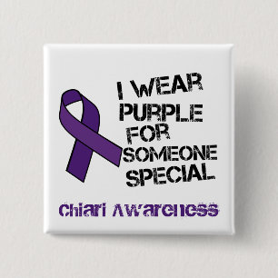 Ik Draag Paarse Chiari Awareness Ribbon Button