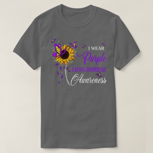 Ik Draag Paarse eetstoornissen Zonnebloem T-shirt (Design voorkant)