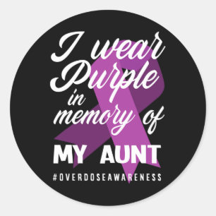 Ik Draag Paarse in het geheugen voor mijn tante ov Ronde Sticker