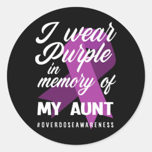Ik Draag Paarse in het geheugen voor mijn tante ov Ronde Sticker