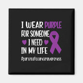 Ik Draag Paarse lint pancreaskanker krijger Fig Magneet (Voorkant)