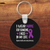 Ik Draag Paarse lint pancreaskanker krijger Fig Sleutelhanger (Voorkant)