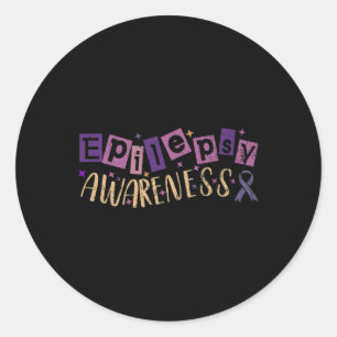 Ik draag Paarse lint voor epilepsie bewustwording Ronde Sticker