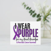 Ik Draag Paarse Opa 10 Pancreaskanker Briefkaart (Staand voorkant)
