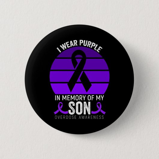 Ik Draag Paarse Overdosis Awareness Paarse Ribbon  Ronde Button 5,7 Cm (Voorkant)