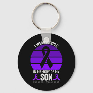 Ik Draag Paarse Overdosis Awareness Paarse Ribbon  Sleutelhanger