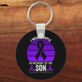 Ik Draag Paarse Overdosis Awareness Paarse Ribbon  Sleutelhanger (Voorkant)
