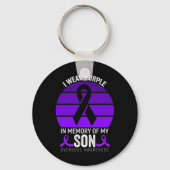 Ik Draag Paarse Overdosis Awareness Paarse Ribbon  Sleutelhanger (Achterkant)