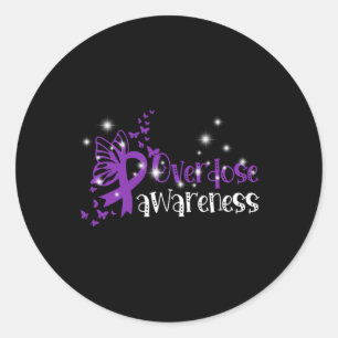 Ik Draag Paarse Ribbon Support End Overdosering Be Ronde Sticker