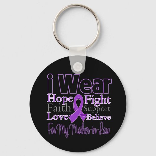 Ik Draag Paarse schoonmoeder - pancreaskanker Sleutelhanger (Voorkant)