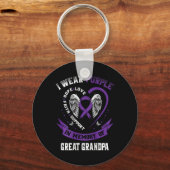 Ik Draag Paarse ter nagedachtenis aan opa Pancreat Sleutelhanger (Voorkant)