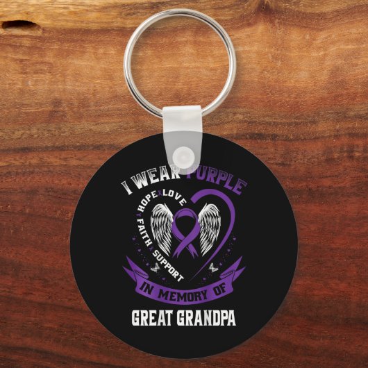 Ik Draag Paarse ter nagedachtenis aan opa Pancreat Sleutelhanger (Voorkant)