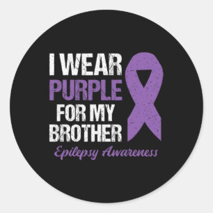 Ik Draag Paarse voor Brother Epilepsy Awareness 1 Ronde Sticker